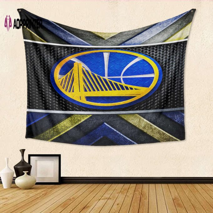 Golden State Warriors Emblem Texture Metal3 Tapestry – Perfect Gift for Fans! 3D Full Printing