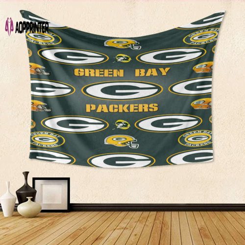 Green Bay Packers Emblem Seamless v2 Tapestry – Perfect Gift for Fans! 3D Full Printing