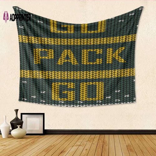 Green Bay Packers Go Pack Go Texture Print Tapestry – Perfect Gift for Fans 3D Full Printing