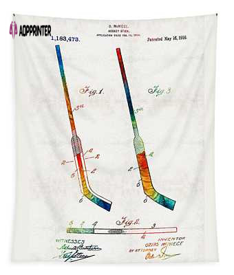 Hockey Stick Art Patent Sharon Cummings Sharon Cummings Tapestry