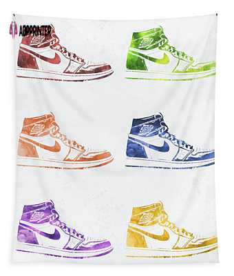 Iconic Air Jordans Watercolor Strokes Pixel Art Tapestry – Joe Hamilton Collection