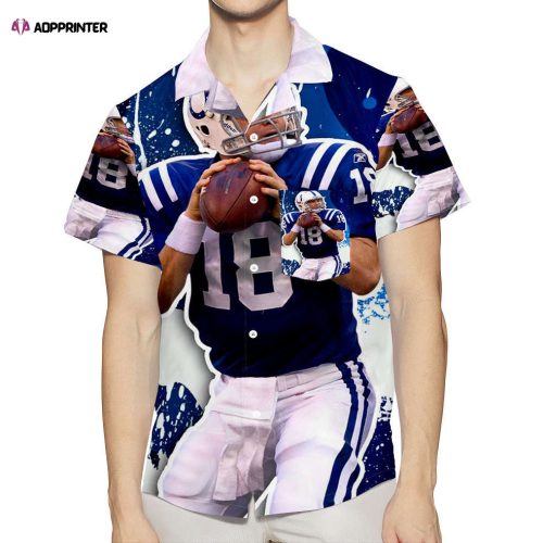 Indianapolis Colts Peyton Manning3 3D All Over Print Summer Beach Hawaiian Shirt Gift Men Women Gift Men Women With Pocket