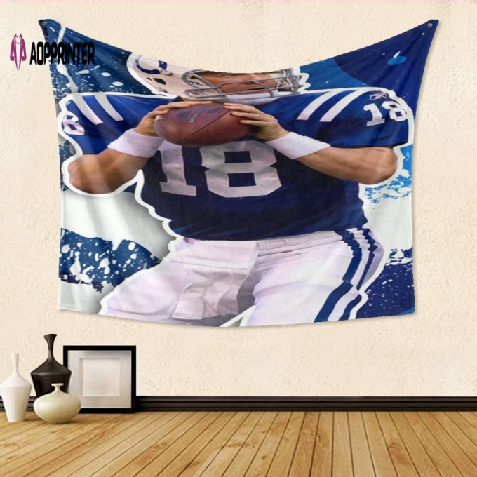 Official Indianapolis Colts Peyton Manning3 Tapestry – Perfect Gift for Fans 3D Full Printing