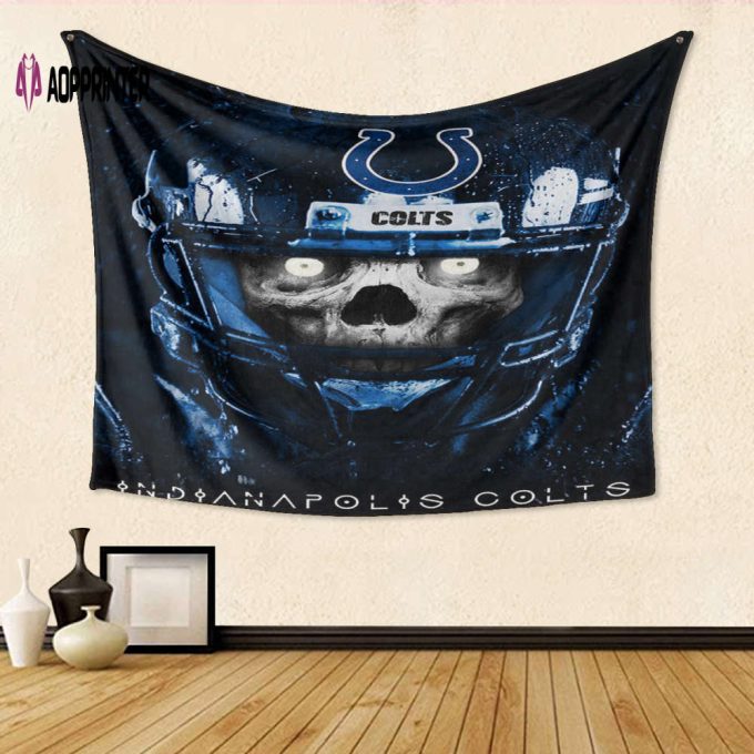 Unique Indianapolis Colts Skull Helmet Tapestry – Perfect Gift for Fans 3D Full Printing