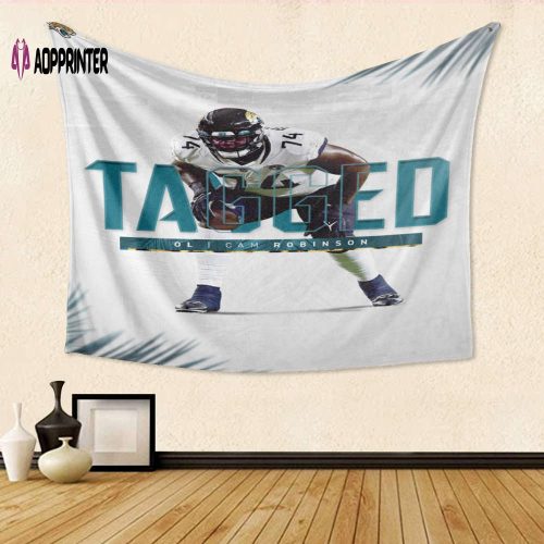 Jacksonville Jaguars Tagged Cam Robinson Gift For Fan 3D Full Printing Tapestry