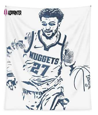 Jamal Murray Denver Nuggets Watercolor Strokes Pixel Art 100 Joe Hamilton Tapestry