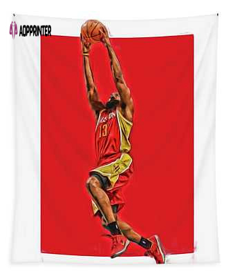 James Harden Houston Rockets Oil Art Tapestry – Stunning Joe Hamilton Design