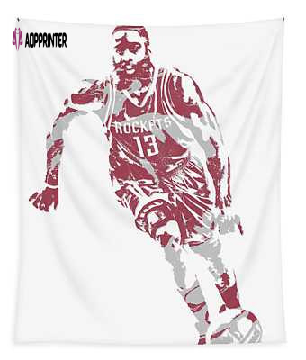 James Harden Houston Rockets Pixel Art 21 Joe Hamilton Tapestry