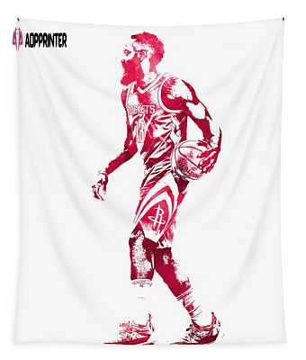 James Harden Houston Rockets Water Color Pixel Art Tapestry – Unique Joe Hamilton Design