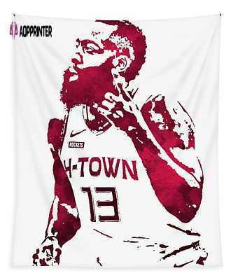 James Harden Houston Rockets Watercolor Strokes Pixel Art Tapestry – Unique Joe Hamilton Design