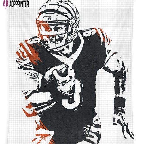 Joe Burrow Cincinnati Bengals Watercolor Strokes Pixel Art Tapestry Gift For Fan