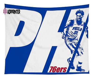 Joel Embiid Philadelphia 76ers City Art Tapestry by Joe Hamilton – Official NBA Merchandise