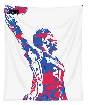 Joel Embiid Philadelphia Sixers Pixel Art 13 Joe Hamilton Tapestry