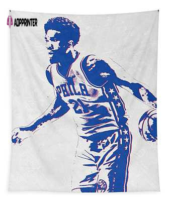 Joel Embiid Philadelphia Sixers Pixel Art Joe Hamilton Tapestry