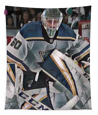 Jordan Binnington St Louis Blues Abstract Art 1 Joe Hamilton Tapestry