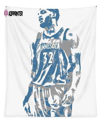 Karl Anthony Towns Minnesota Timberwolves Pixel Art 6 Joe Hamilton Tapestry