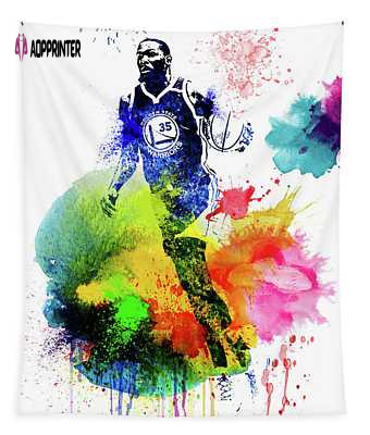 Stunning Kevin Durant Watercolor Tapestry by Naxart Studio: Perfect Wall Decor for Basketball Fans