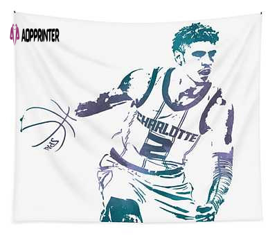 Lamelo Ball Charlotte Hornets Watercolor Strokes Pixel Art 3 Joe Hamilton Tapestry