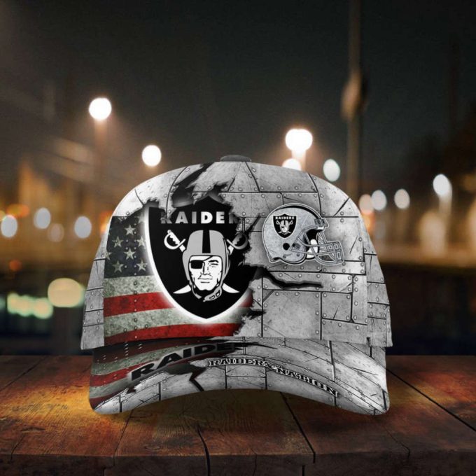 Las Vegas Raiders American Flag Metal Printed Baseball Classic Baseball Classic Cap Men Hat Men Hat