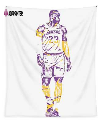 Lebron James Los Angeles Lakers Pixel Art 4 Joe Hamilton Tapestry