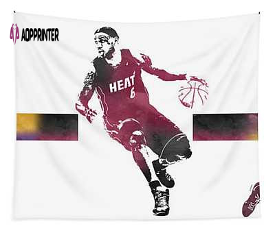 Lebron James Lakers Watercolor Pixel Art Tapestry – 1000 Joe Hamilton