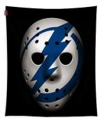 Protect Your Goal with Lightning Goalie Mask Joe Hamilton Tapestry – Must-Have for Hockey Fans!