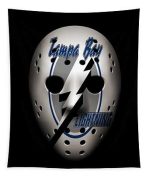 Protect Your Goal with Lightning Goalie Mask Joe Hamilton Tapestry – Must-Have for Hockey Fans!