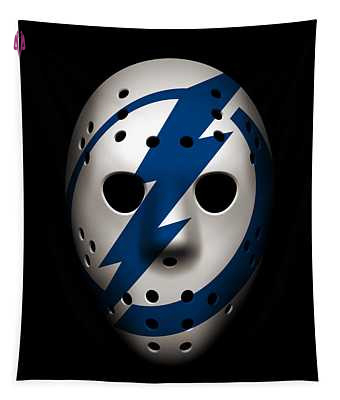 Lightning Goalie Mask Joe Hamilton Tapestry