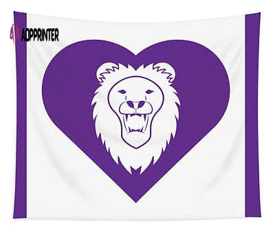 Lion Cares Purple College Mascot Tapestry: Vibrant Designs for an Eye-Catching Décor