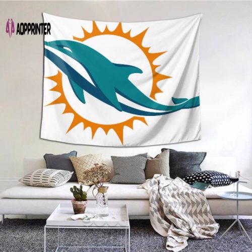 Vibrant Miami Dolphins Tapestry for Living Room & Bedroom – Unique Home Decor