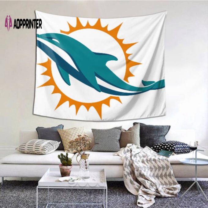 Vibrant Miami Dolphins Living Room Tapestry – Perfect Bedroom Home Decor