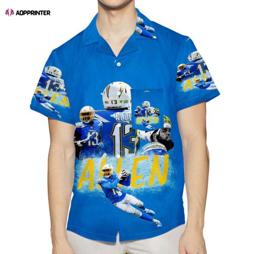 Los Angeles Chargers 13 Allen v19 3D All Over Print Summer Beach Hawaiian Shirt Gift Men Women Gift Men Women With Pocket