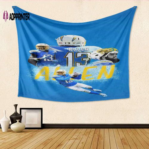 Los Angeles Chargers 13 Allen v19 Tapestry: Perfect Gift for Fans – 3D Full Printing