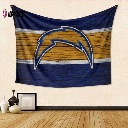 Los Angeles Chargers Emblem Wooden v28 Gift For Fan 3D Full Printing Tapestry