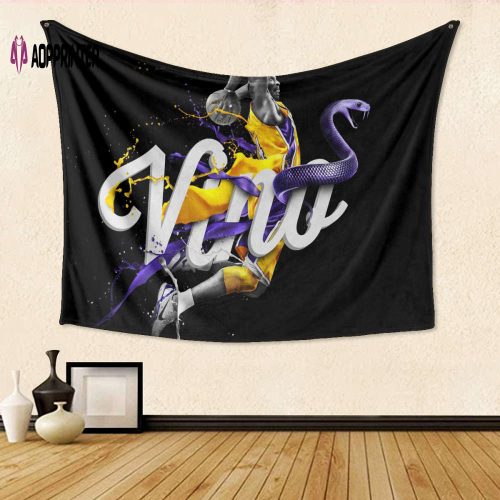 Los Angeles Lakers 24 Kobe Bryant Vino v58 Gift For Fan 3D Full Printing Tapestry