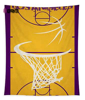 Los Angeles Lakers Court Joe Hamilton Tapestry: Authentic NBA Décor for Fans