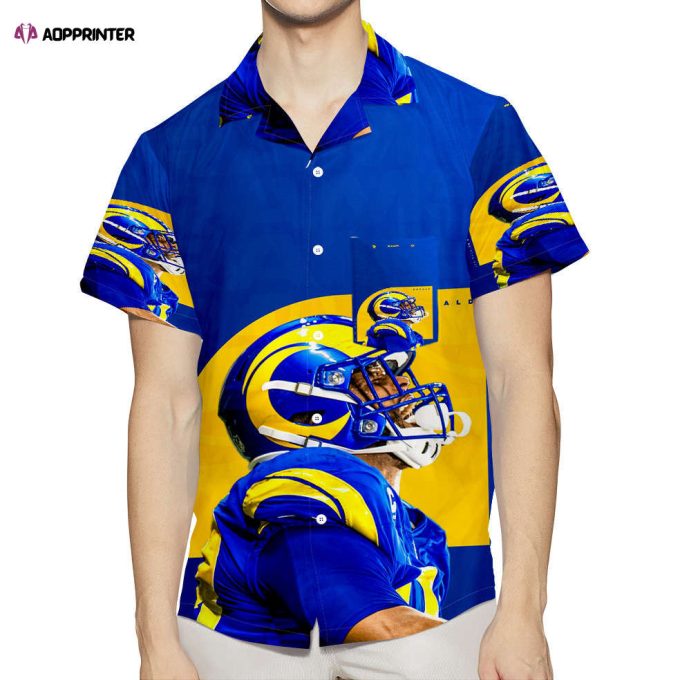 Los Angeles Rams Aaron Donald1 3D All Over Print Summer Beach Hawaiian Shirt Gift Men Women Gift Men Women With Pocket