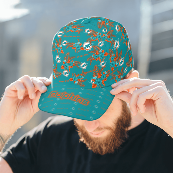 Miami Dolphins Floral Hawaiian Adjustable Baseball Classic Baseball Classic Cap Men Hat Men Hat