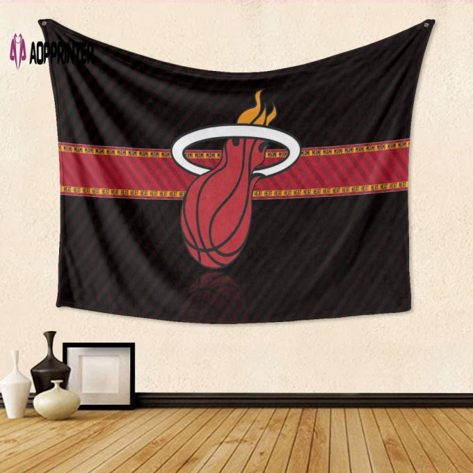 Enhance Your Miami Heat Fandom with Red Black 3D Full Printing Tapestry – Perfect Gift for Fans!