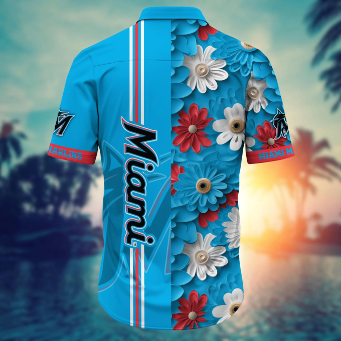 Miami Marlins MLB Flower Hawaiian Shirt Gift Men Women Gift Men Women