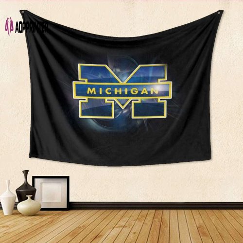 Michigan Wolverines Black TA2 Gift: Engaging 3D Full Printing Tapestry for Fanatics