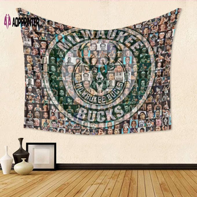 3D Full Printing Tapestry – Milwaukee Bucks Emblem v40 Gift For Fan