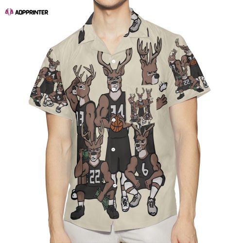 Milwaukee Bucks Mascot v39 3D All Over Print Summer Beach Hawaiian Shirt Gift Men Women Gift Men Women With Pocket