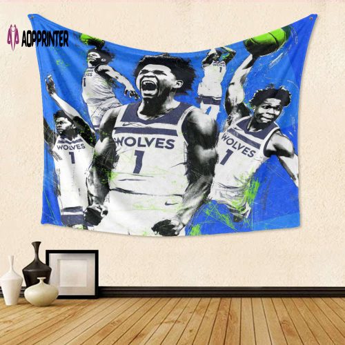 Minnesota Timberwolves 1 Anthony Edward v34 Gift: 3D Full Printing Tapestry