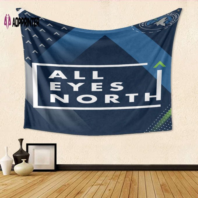 Minnesota Timberwolves All Eyes North v20 Tapestry – Perfect Gift for Fans 3D Full Printing