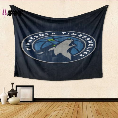 Minnesota Timberwolves Emblem v1 Tapestry – Perfect Gift for Fans 3D Full Printing