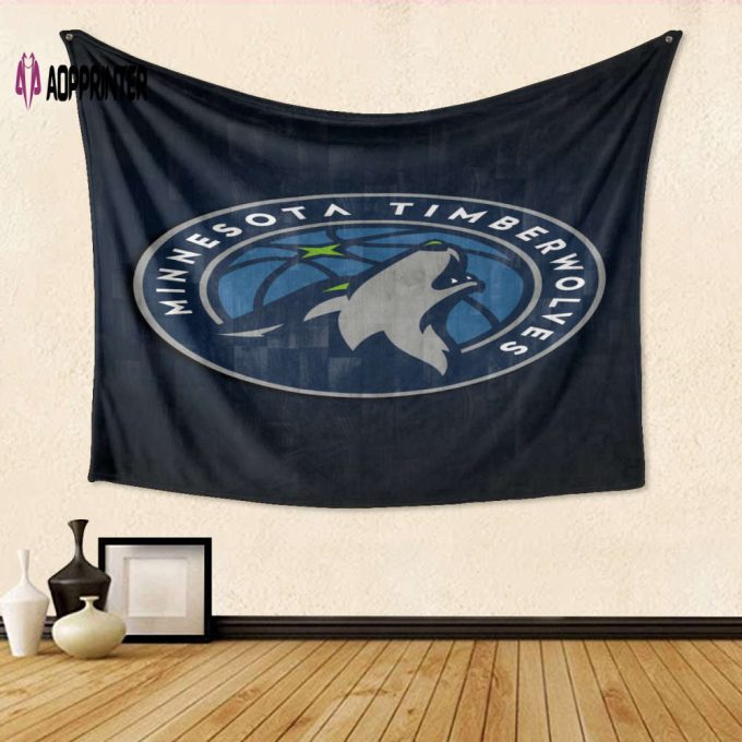 Minnesota Timberwolves Emblem v1 3D Full Printing Tapestry – Perfect Gift for True Fans!