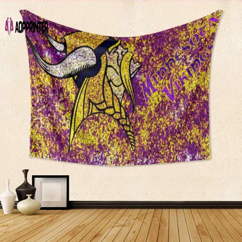 Minnesota Vikings Emblem Brush Gift: 3D Full Printing Tapestry for Ultimate Fan
