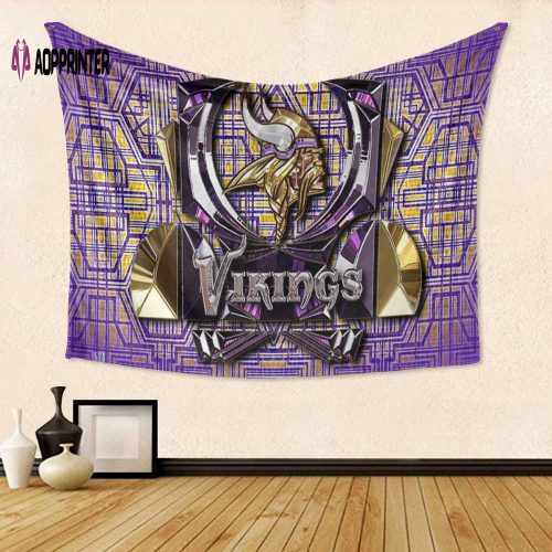 Minnesota Vikings Emblem Shape v2 Tapestry – Perfect Gift for Fans 3D Full Print