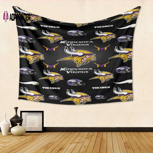 Minnesota Vikings Emblem v14 Tapestry – Perfect Gift for Fans! 3D Full Print